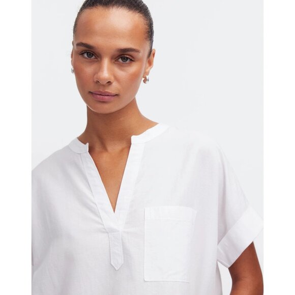 Madewell Lakeline Popover Shirttail Top Women's Size XS Eyelet White Summer Top - Picture 9 of 16